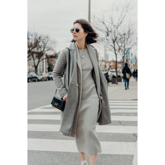 BABATON Streep Sweater Dress Grey Maxi ARITZIA - Picture 5 of 11